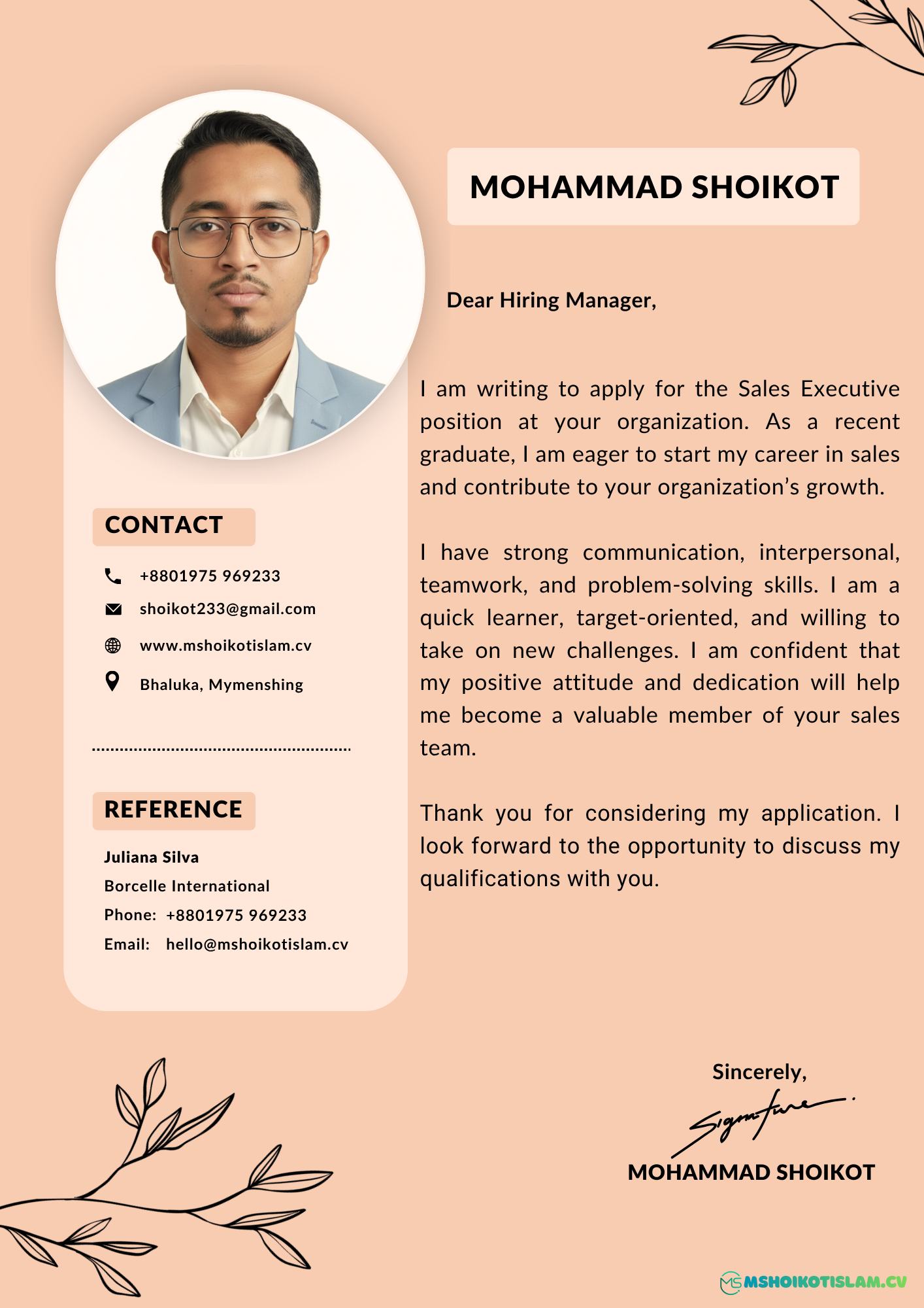 Professional Sales Executive Cover Letter Template & Format